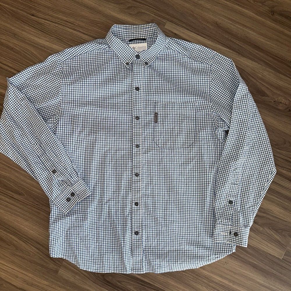 Columbia Rapid Rivers Shirt Size Large Multicolor Long‎ Sleeve Plaid Casual Fish